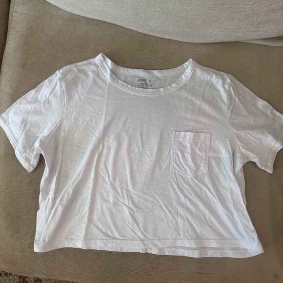 Women's White Cropped Tee - Picture 1 of 2